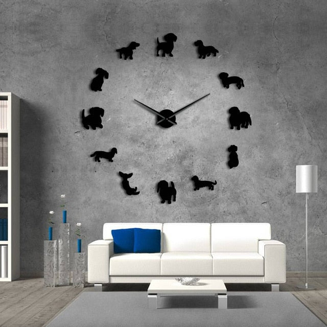 DIY Dachshund Wall Art Clock With Mirror Effect