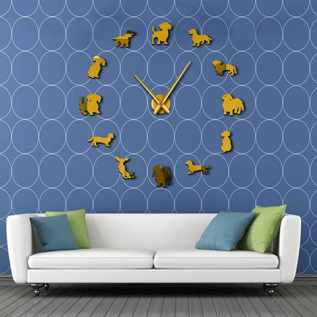 DIY Dachshund Wall Art Clock With Mirror Effect