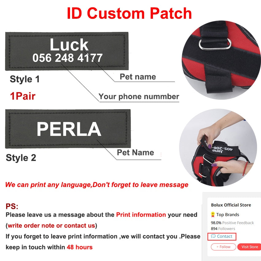 Personalized Dog Harness NO PULL + Reflective
