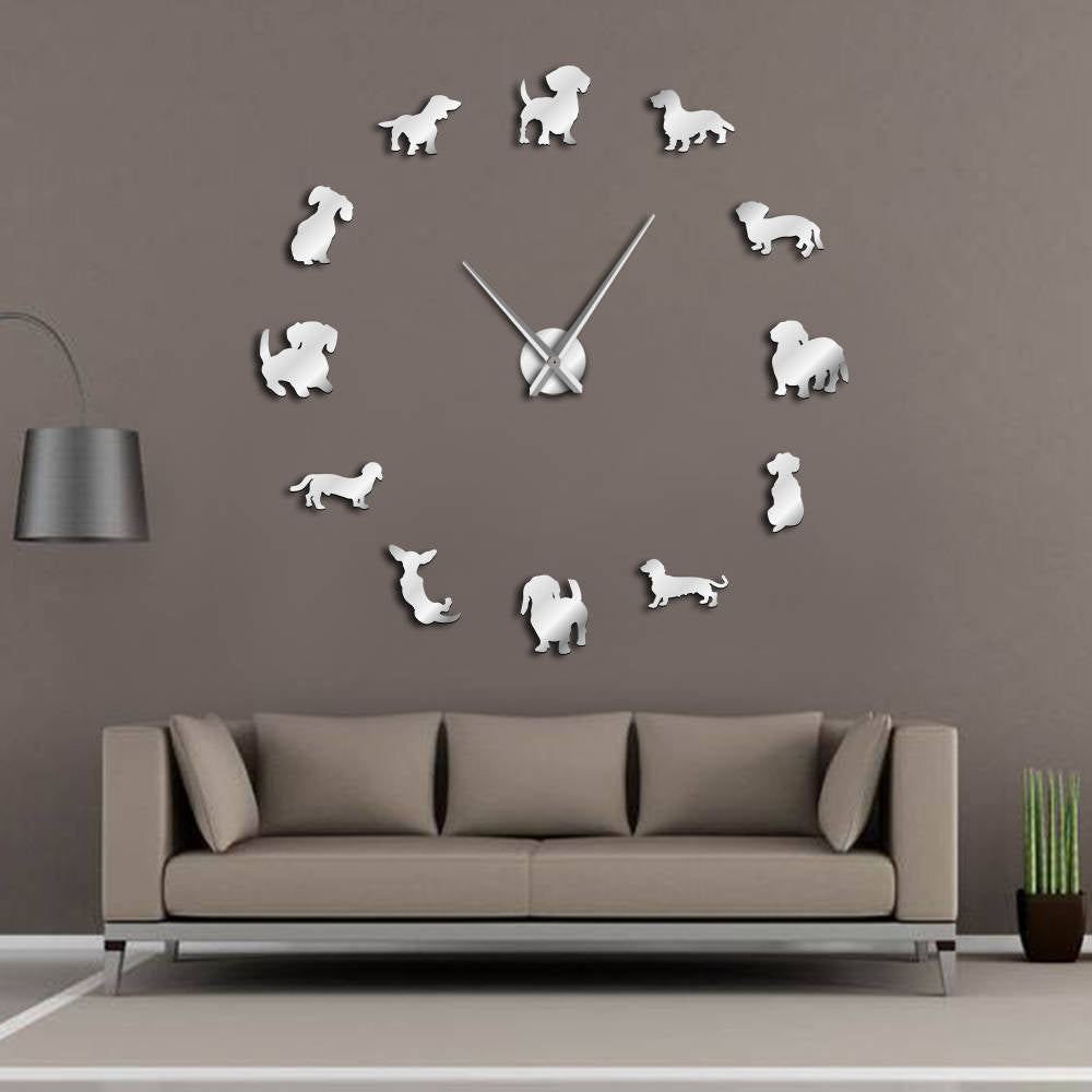 DIY Dachshund Wall Art Clock With Mirror Effect