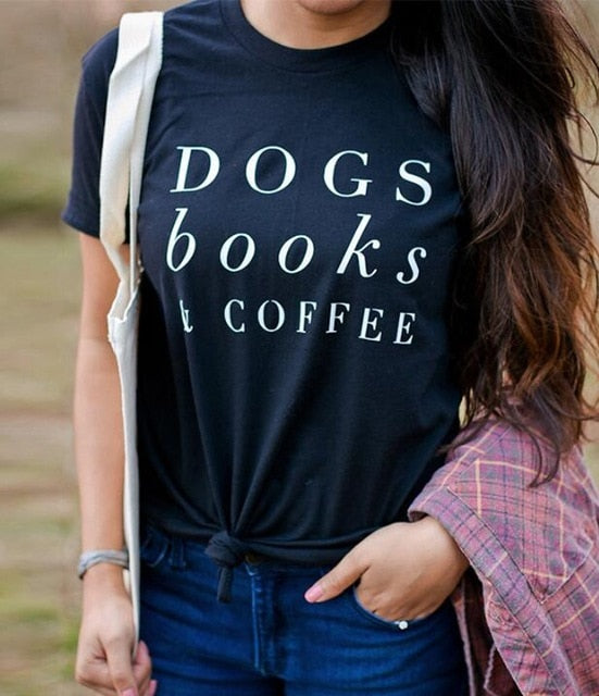 Dogs Books & Coffee T-Shirt