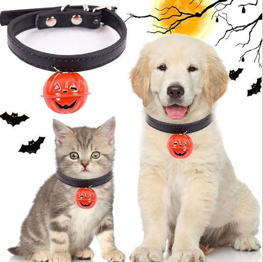 Halloween Pumpkin Pet Bell Collar Pet Dog Cat Necklace