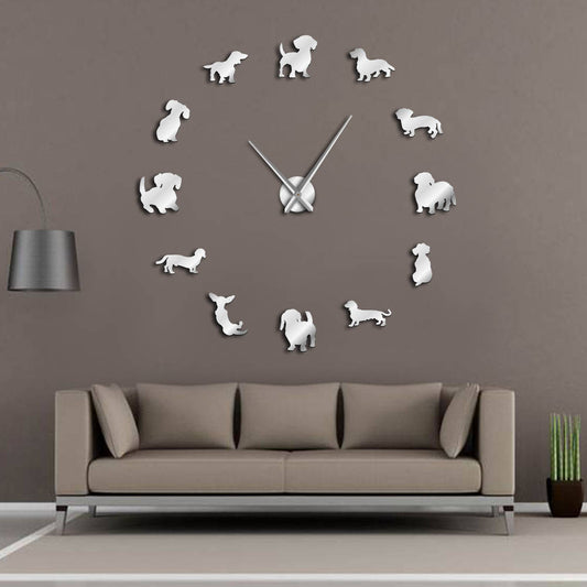 DIY Dachshund Wall Art Clock With Mirror Effect