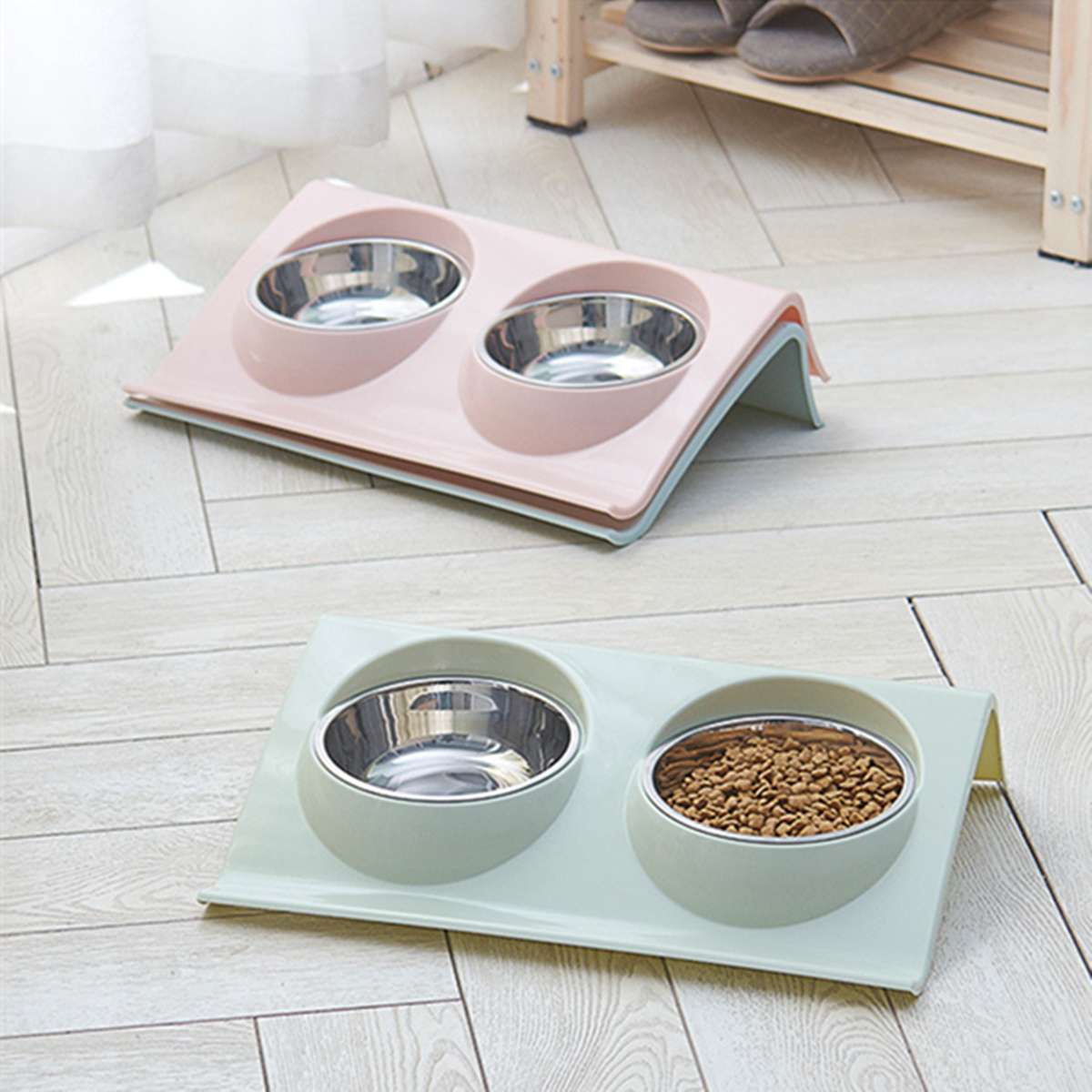 Pet Food and Drink Double Bowl