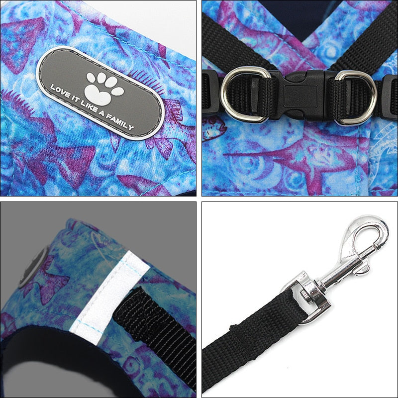 Reflective Dog Harness and Leash Set