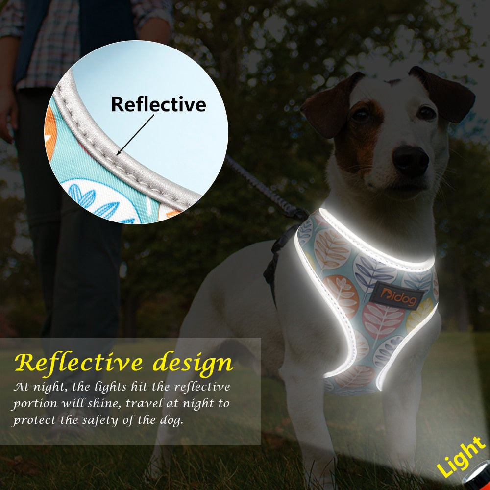 Breathable Nylon Dog Reflective Printed Harness