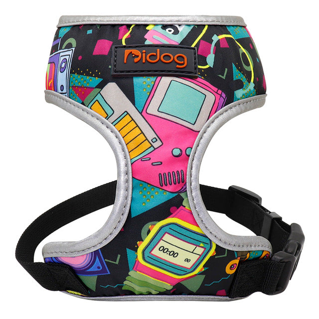 Breathable Nylon Dog Reflective Printed Harness