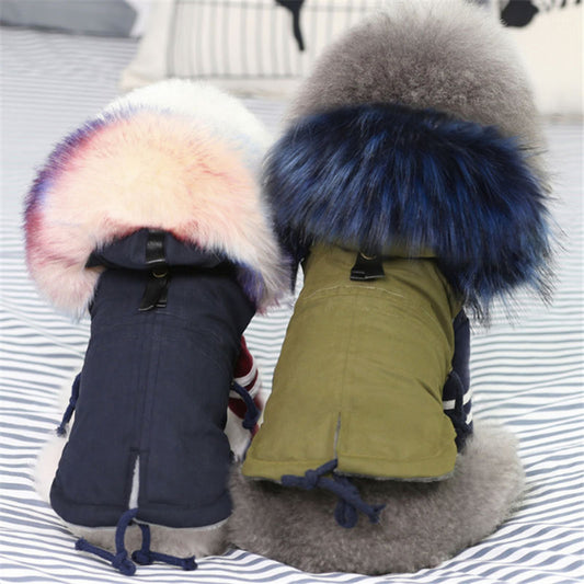 Winter Luxury Faux Fur Dog Parka